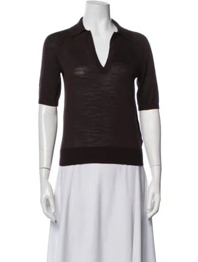 Pre-owned Attersee Silk V-neck Sweater In Black