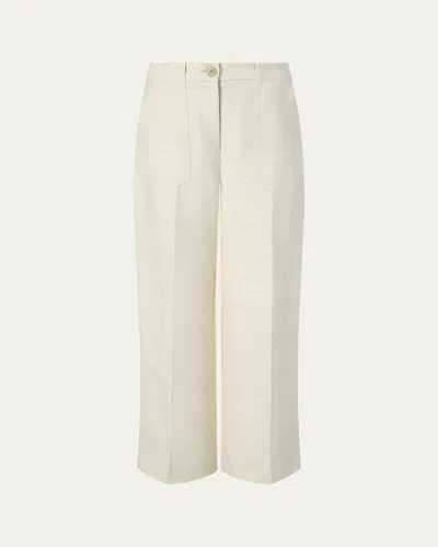 Attersee Silk-linen Wide-leg Utility Trousers In White
