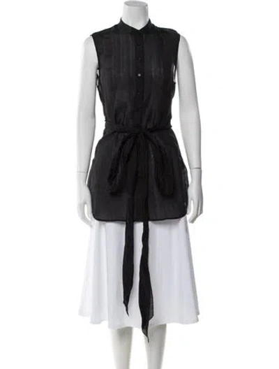 Pre-owned Attersee Sleeveless Button-up Top In Black