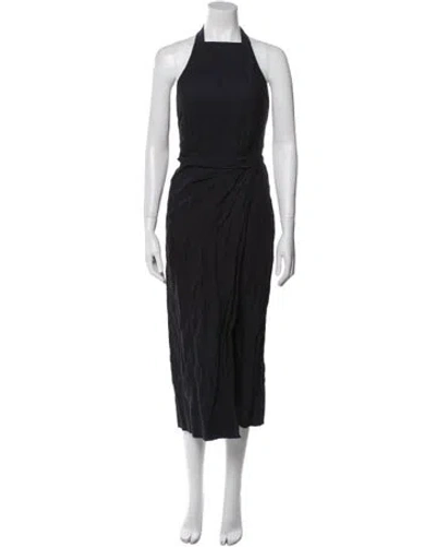 Pre-owned Attersee Square Neckline Long Dress In Black