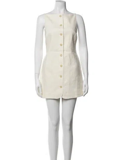 Pre-owned Attersee Square Neckline Mini Dress In Neutrals