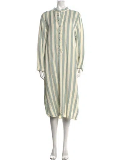 Pre-owned Attersee Striped Long Dress In Green