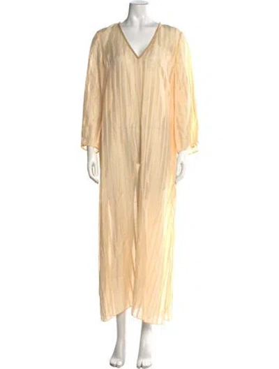 Pre-owned Attersee Striped Long Dress In Neutrals