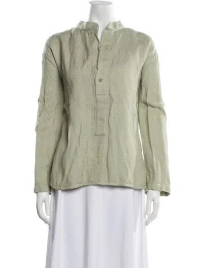 Pre-owned Attersee Striped Long Sleeve Top In Green