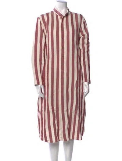 Pre-owned Attersee Striped Midi Length Dress In Neutral
