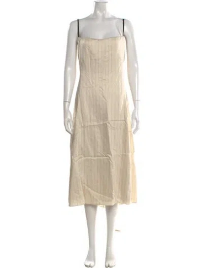 Pre-owned Attersee Striped Midi Length Dress In Neutral