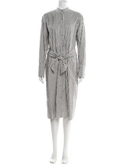 Pre-owned Attersee Striped Midi Length Dress In Neutrals/purple