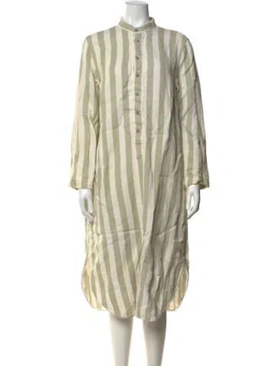 Pre-owned Attersee Striped Midi Length Dress W/ Tags In Green/neutrals