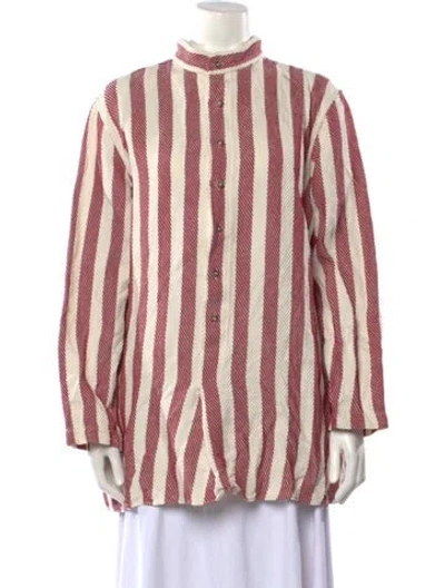 Pre-owned Attersee Striped Mock Neck Tunic In Neutral