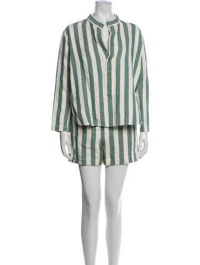 Pre-owned Attersee Striped Short Set In Green