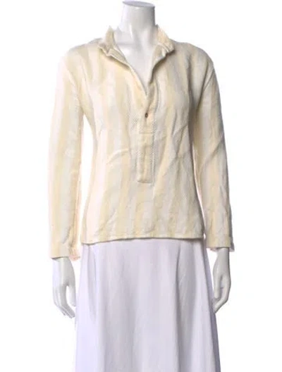 Pre-owned Attersee Striped V-neck Top In Neutrals