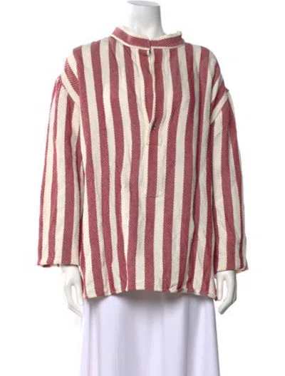 Pre-owned Attersee Striped V-neck Top In Red