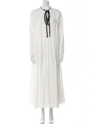 Pre-owned Attersee Tie Neck Long Dress In White