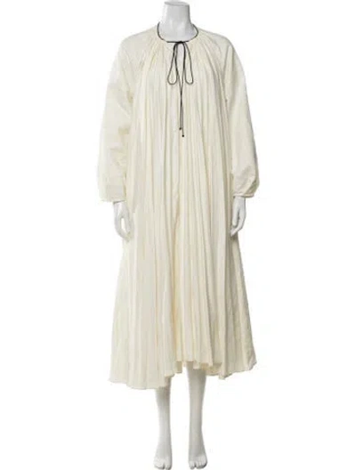 Pre-owned Attersee Tie Neck Long Dress In Yellow