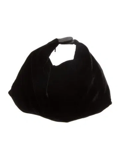 Pre-owned Attersee Velvet Top Handle Bag In Black