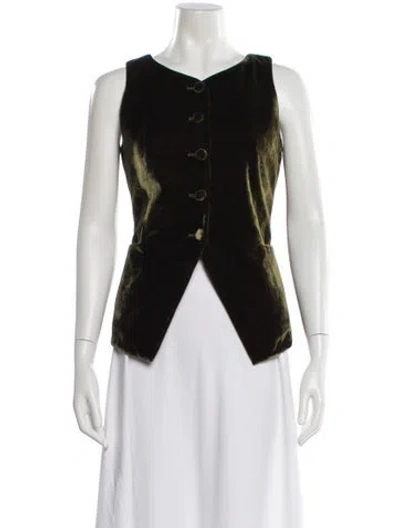 Pre-owned Attersee Velvet V-neck Top In Green