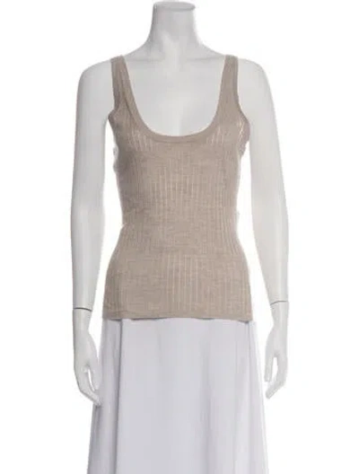 Pre-owned Attersee Virgin Wool Scoop Neck Top In Neutrals