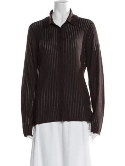 Pre-owned Attersee Virgin Wool Striped Sweater In Brown