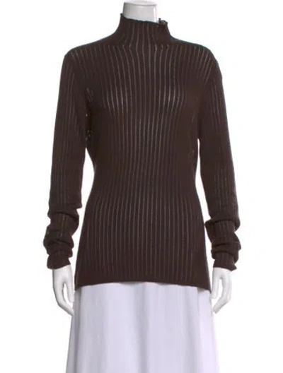 Pre-owned Attersee Virgin Wool Turtleneck Sweater In Brown