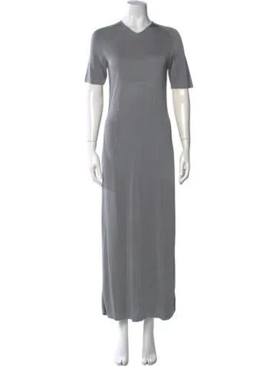 Pre-owned Attersee V-neck Long Dress In Grey