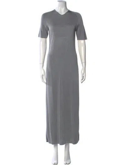 Pre-owned Attersee V-neck Long Dress In Grey