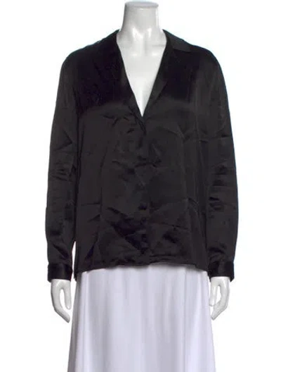 Pre-owned Attersee V-neck Long Sleeve Top In Black