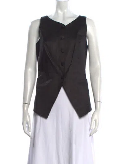 Pre-owned Attersee V-neck Sleeveless Button-up Top W/ Tags In Grey