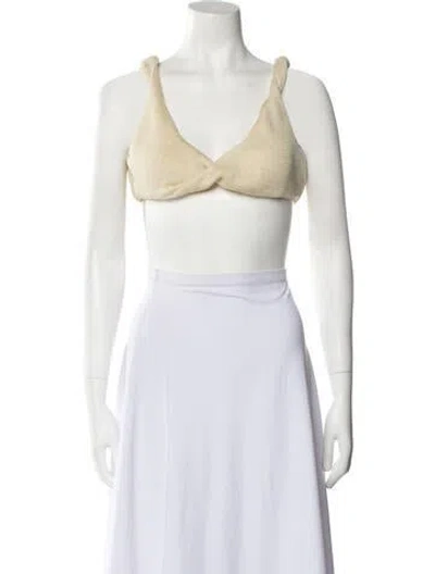 Pre-owned Attersee V-neck Sleeveless Crop Top W/ Tags In Neutral