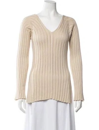 Pre-owned Attersee V-neck Sweater In Neutrals