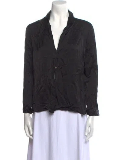 Pre-owned Attersee V-neck Three-quarter Sleeve Blouse In Black