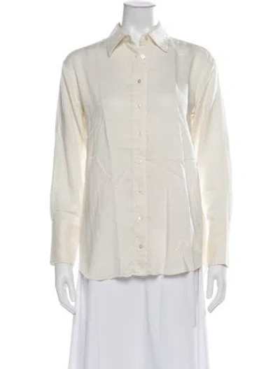 Pre-owned Attersee Wool Long Sleeve Button-up Top In Neutrals