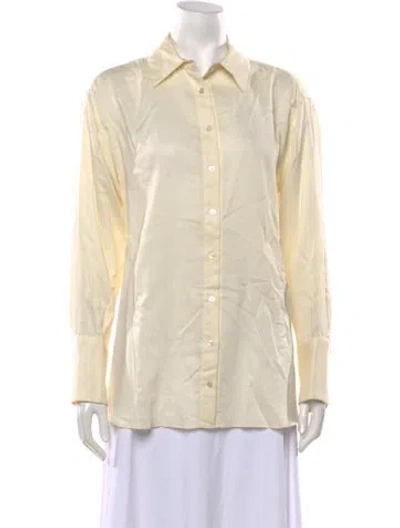 Pre-owned Attersee Wool Long Sleeve Button-up Top In Neutrals