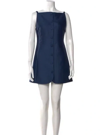 Pre-owned Attersee Wool Mini Dress In Blue
