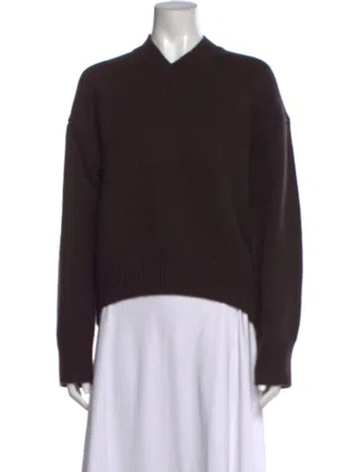 Pre-owned Attersee Wool V-neck Sweater In Brown