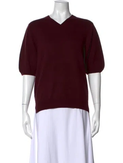 Pre-owned Attersee Wool V-neck Sweater In Burgundy
