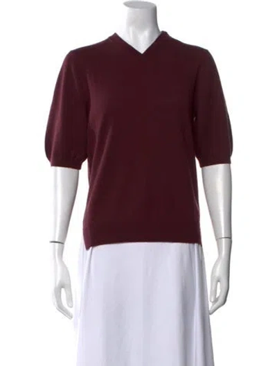Pre-owned Attersee Wool V-neck Sweater W/ Tags In Burgundy