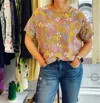 Attic And Barn Alonso Blouse In Beige/rose In Multi