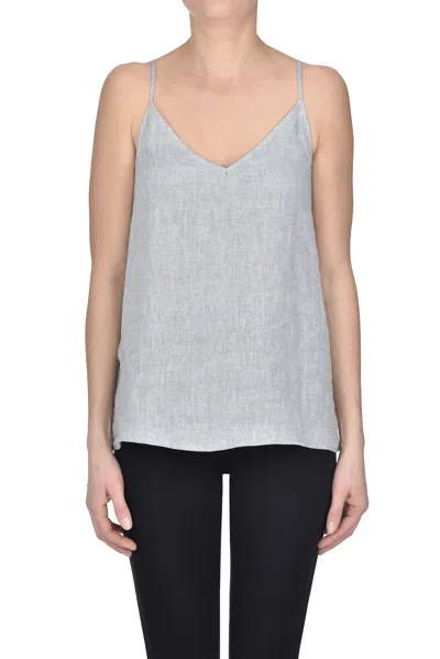 Attic And Barn Metallic Effect Linen Top In Gray