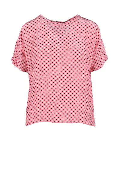 Attic And Barn Pink Dot Viscose Silk Blouse