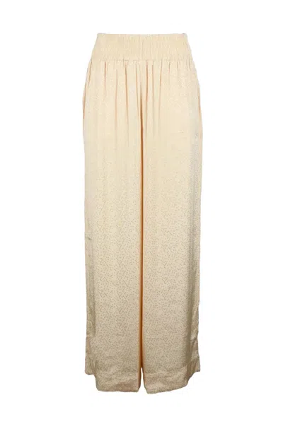Attic And Barn Relaxed Wide-leg Trousers In Soft Viscose Fabric In Neutral