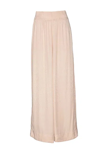 Attic And Barn Satin Trousers High Waist - Beige In Pink