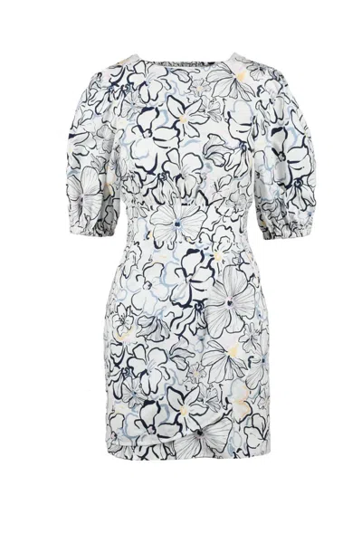 Attic And Barn White/blue Short Cotton Dress
