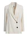 Attic And Barn Woman Blazer Cream Size 8 Viscose, Polyester, Elastane In White