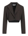 Attic And Barn Woman Blazer Dark Brown Size 8 Polyester, Viscose, Elastane In Black