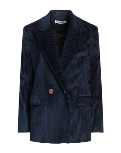 Attic And Barn Woman Blazer Navy Size 4 Cotton, Viscose In Blue