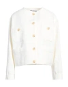 Attic And Barn Woman Jacket Ivory Size 6 Cotton, Linen In White