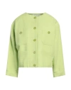 Attic And Barn Woman Jacket Light Green Size 6 Cotton, Linen