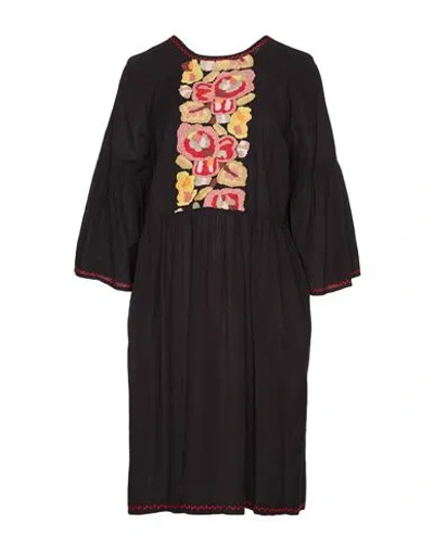 Attic And Barn Woman Midi Dress Black Size 4 Cotton, Linen
