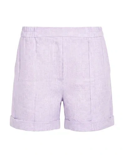 Attic And Barn Woman Shorts & Bermuda Shorts Lilac Size 2 Linen, Polyester, Polyamide In Purple