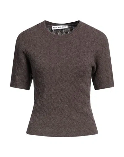 Attic And Barn Woman Sweater Khaki Size M Polyamide, Acrylic, Alpaca Wool, Wool, Elastane In Brown